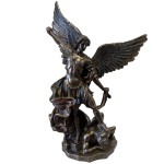 Figurine Saint Michel en bronze coul  froid 20 cm