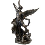 Figurine Saint Michel en bronze coul  froid 23 cm