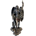 Figurine Saint Michel en bronze coul  froid 28 cm