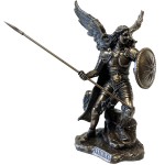 Figurine Saint Raphal en bronze coul  froid 23 cm