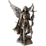 Figurine Saint Gabriel en bronze coul  froid 23 cm