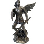 Figurine Saint Michel en bronze coul  froid 22 cm
