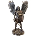 Figurine Saint Michel en bronze coul  froid 36 cm