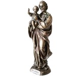 Figurine Saint Joseph en bronze coul  froid 21 cm