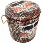 Pouf coffre de rangement Plaques USA 40 cm