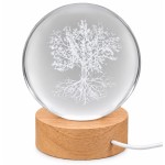 Veilleuse LED 3D arbre de vie en verre et bois Lightmeup