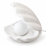 Lampe coquillage ouvert en porcelaine blanche - 21 cm