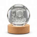 Veilleuse LED 3D panda roux boule de verre Lightmeup