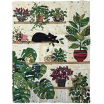 Ensemble de 2 torchons Chat dans les plantes en coton - Kiub