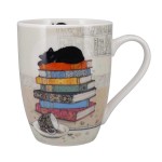 Mug chaton sur pile de livres en porcelaine - 340 ml - Bug Art