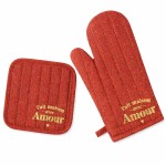 Set gant et manique de cuisine Fait maison avec Amour � Rouge pa
