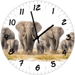 Horloge murale �l�phants en verre 29 cm