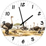 Horloge murale autruches en verre 29 cm