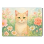 Planche � d�couper en verre chat fleurs 28,5 � 20 cm