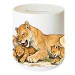 Tirelire lionne dans la savane en c�ramique 9,5 cm