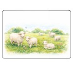 Planche � d�couper verre moutons dans le prairie 28,5 x 20 cm