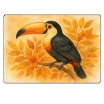 Planche � d�couper en verre toucan en automne 28,5 x 20 cm