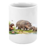 Pot � crayons en c�ramique hippopotames Cbkr�ation