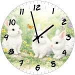 Horloge murale en verre lapins 29 cm