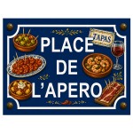 Plaque m�tal place de l'ap�ro tapas � 20 x 15 cm