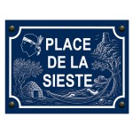 Plaque m�tal place de la sieste corse  � 20 x 15 cm