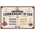 Plaque m�tal vintage Commandant de Bar 30,5 x 20 cm