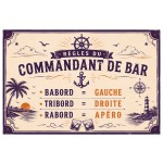 Plaque m�tal vintage Commandant de Bar 30,5 x 20 cm
