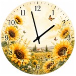 Horloge Murale Verre Champ de Tournesols 29 cm