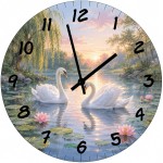 Horloge Murale Verre Cygnes et N�nuphars 29 cm