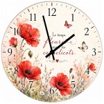 Horloge Murale Verre Coquelicots Citation Po�tique 29 cm