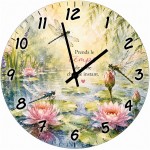 Horloge Murale Verre Libellules et N�nuphars 29 cm