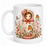 Mug poup�e russe rouge-gorge automnal 350 ml