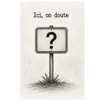 Plaque m�tal humoristique Ici, on doute 30 x 20 cm