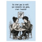 Plaque m�tal humoristique L�amiti� connecte les gens 30 x 20 cm