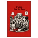 Plaque m�tal humoristique J�habite chez mon chien 30 x 20 cm