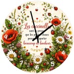 Horloge Murale Verre Coccinelles et Fleurs des Champs 29 cm