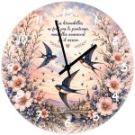 Horloge Murale Verre Hirondelles et Citation Printani�re 29 cm