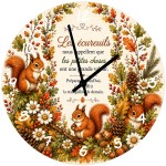 Horloge Murale Verre �cureuils et Citation Automnale 29 cm