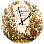 Horloge Murale Verre Chouette et Citation Sagesse 29 cm