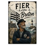 Plaque m�tal Fier d'�tre Breton 30 x 20 cm � D�coration marin