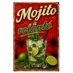 Plaque m�tal Mojito � volont� d�co bar vintage 30 x 20 cm