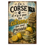 Plaque m�tal Corse - Les citrons sont les seuls press�s 30x20 cm
