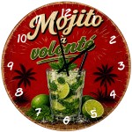 Horloge murale Mojito � volont� en verre 29 cm d�co bar vintage