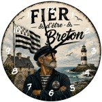 Horloge murale Breton fier d'�tre Breton en verre 29 cm