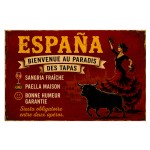 Plaque m�tal Espagne tapas flamenco d�co vintage 30 � 20 cm