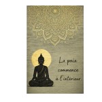 Plaque m�tal Bouddha zen � La paix commence � l'int�rieur �