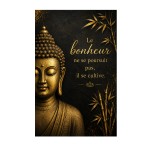 Plaque m�tal Bouddha zen � Respire le pr�sent � 30 � 20 cm