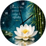 Horloge murale en verre lotus et bambou � 29 cm
