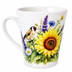 Mug conique chardonneret et tournesol 320 ml en c�ramique