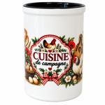 Pot à ustensiles cuisine de campagne poules et œufs Pot à ustensiles cuisine de campagne poules et œufs